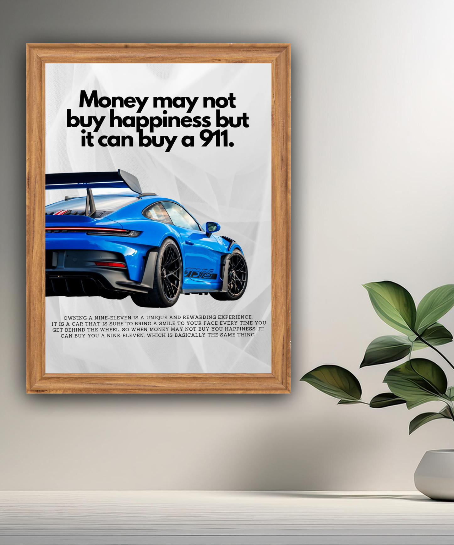 Poster encadré Porsche GT3 RS blue