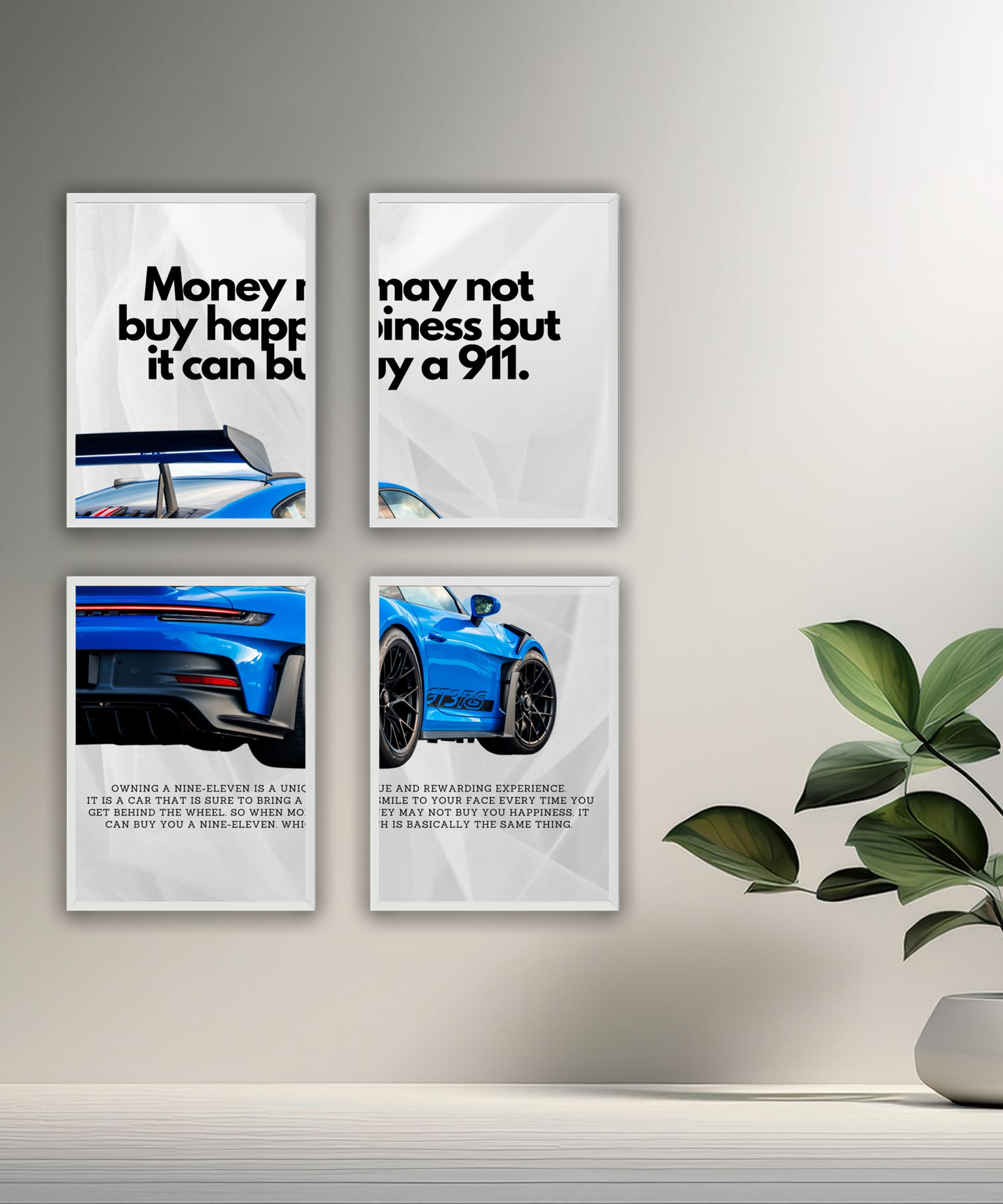 Poster encadré Porsche GT3 RS blue