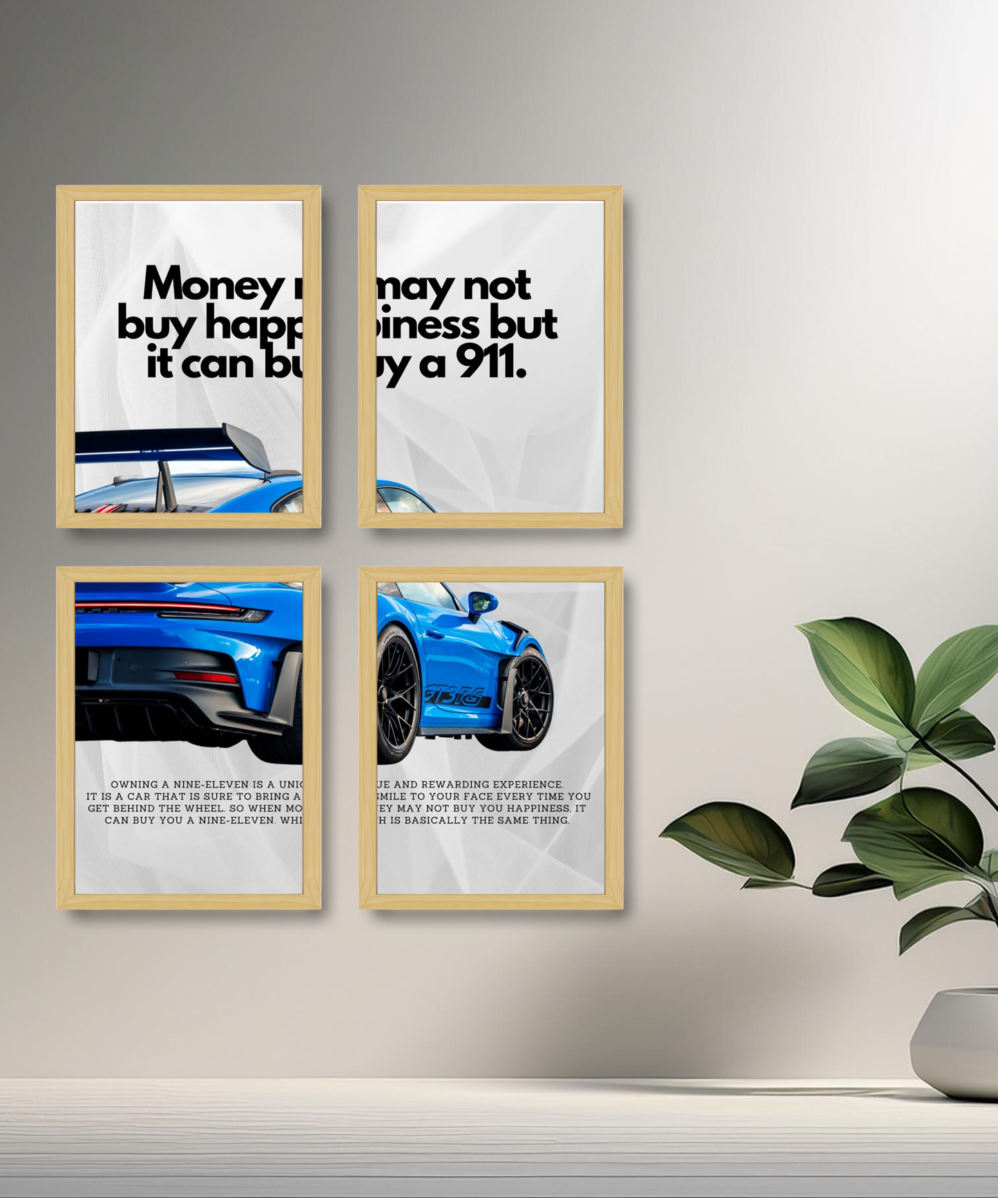 Poster encadré Porsche GT3 RS blue