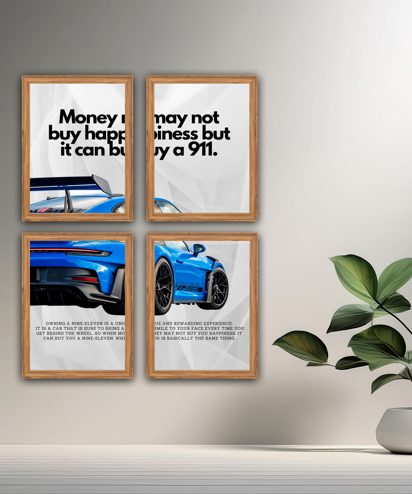 Poster encadré Porsche GT3 RS blue
