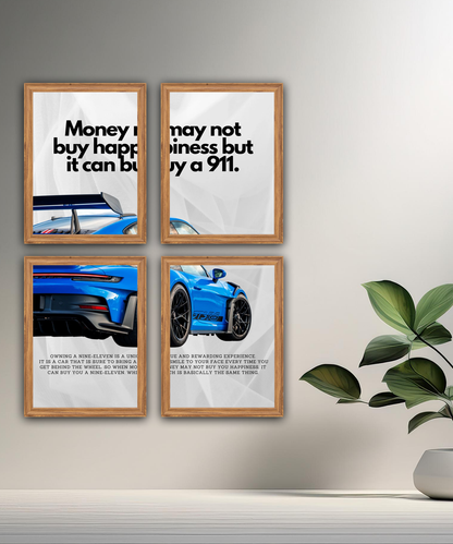 Poster encadré Porsche GT3 RS blue