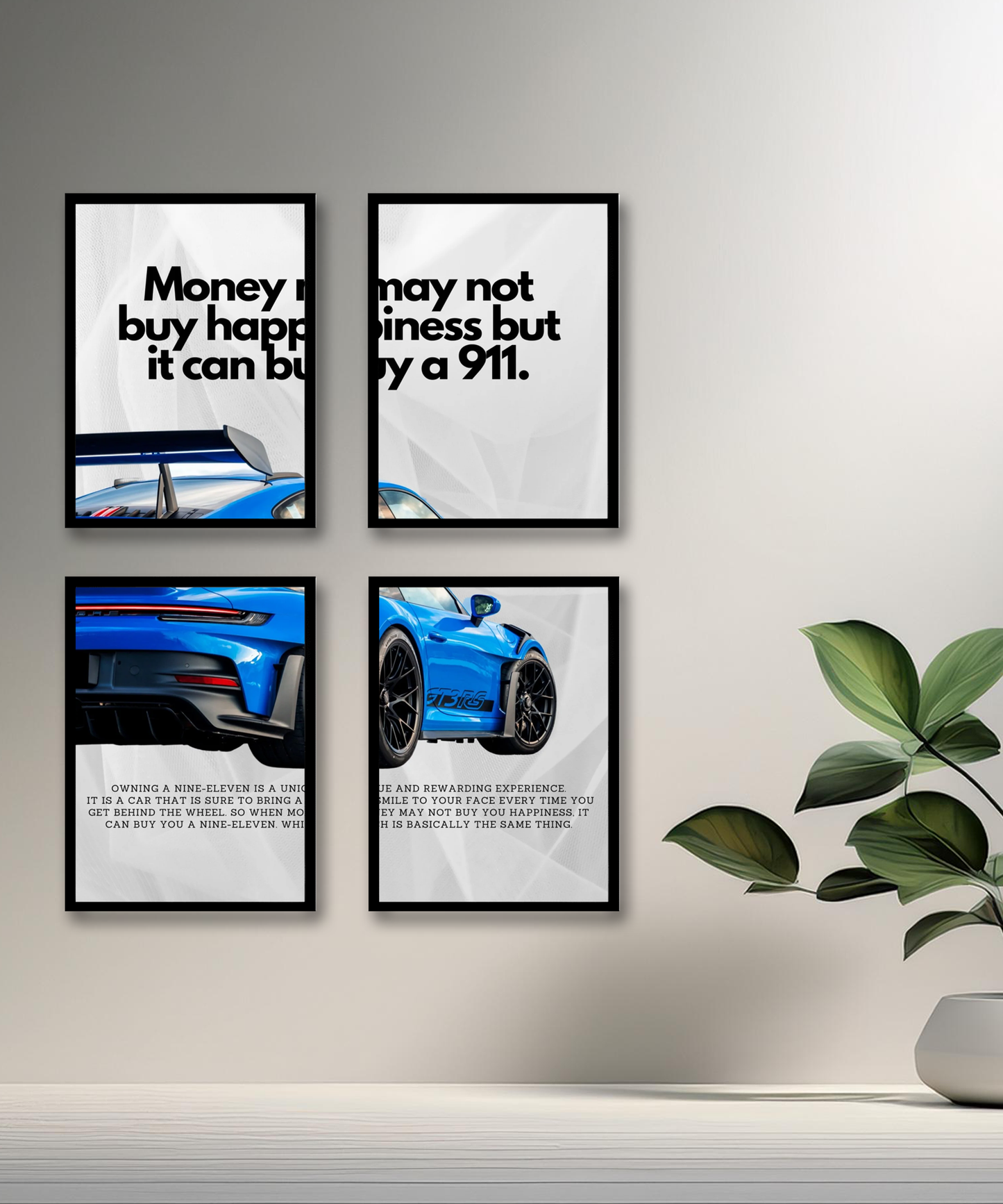 Poster encadré Porsche GT3 RS blue