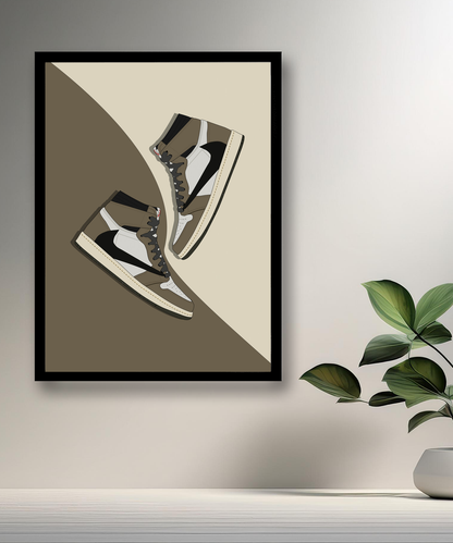 Cadre photo Air Jordan 1 x Travis Scott Mocha illustration
