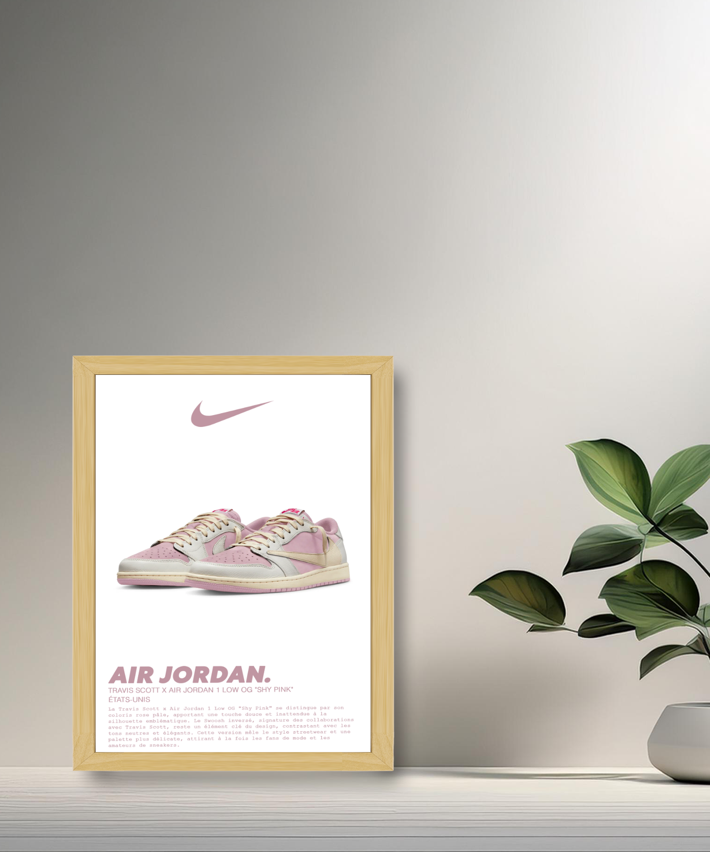 Travis Scott x Air Jordan 1 Low OG Shy Pink Fotorahmen 