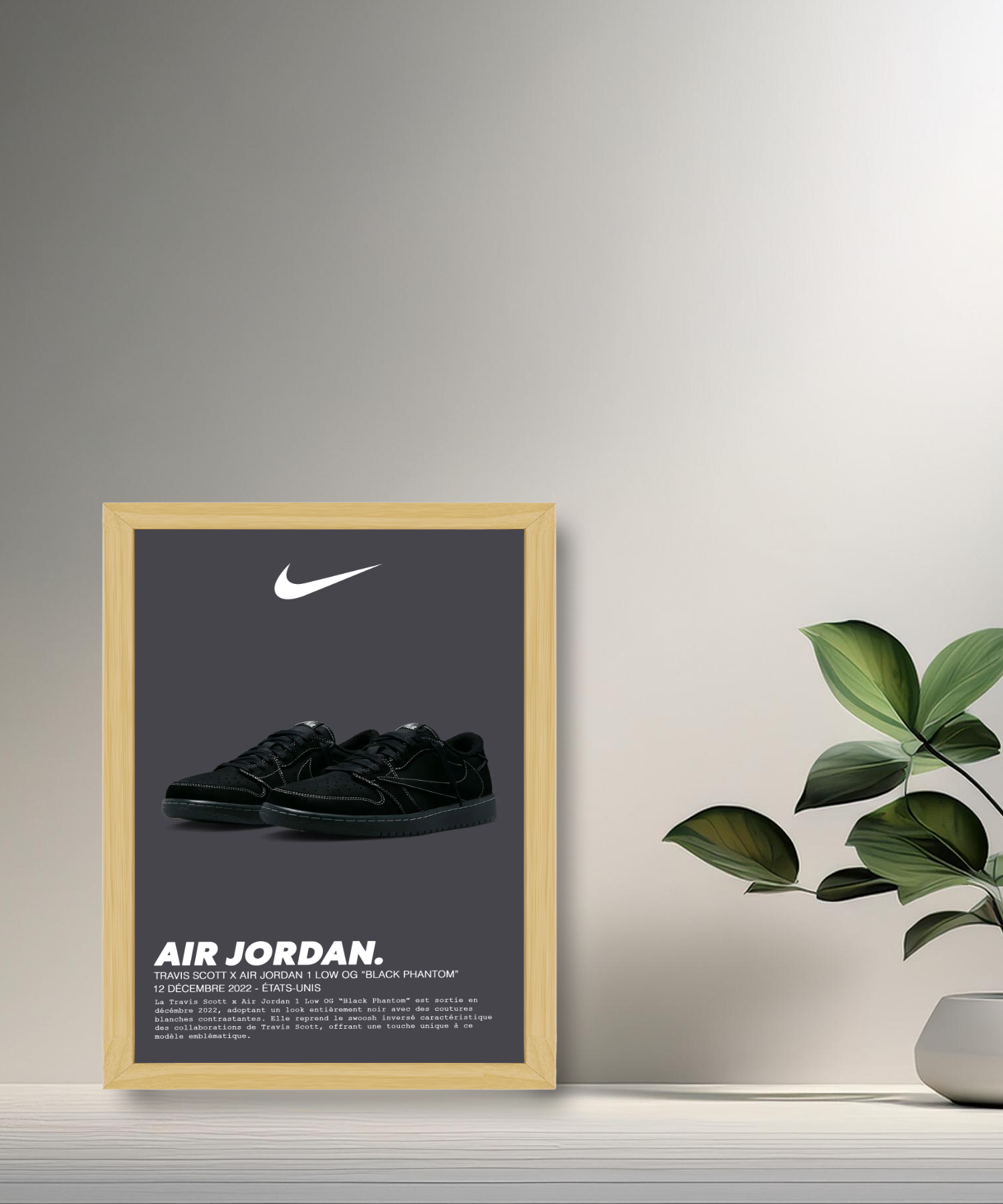 Cadre photo Nike Air Jordan 1 Low OG Black Phantom