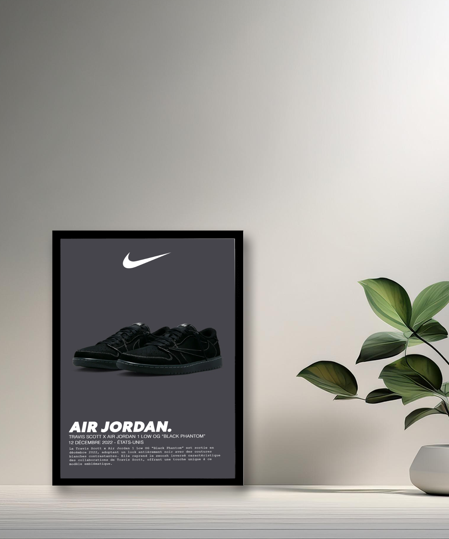 Cadre photo Nike Air Jordan 1 Low OG Black Phantom