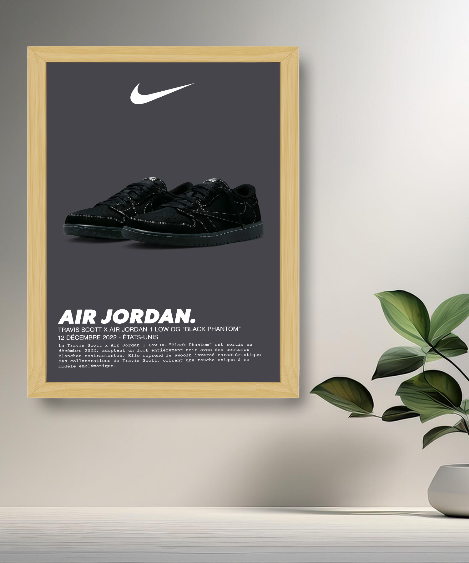 Cadre photo Nike Air Jordan 1 Low OG Black Phantom