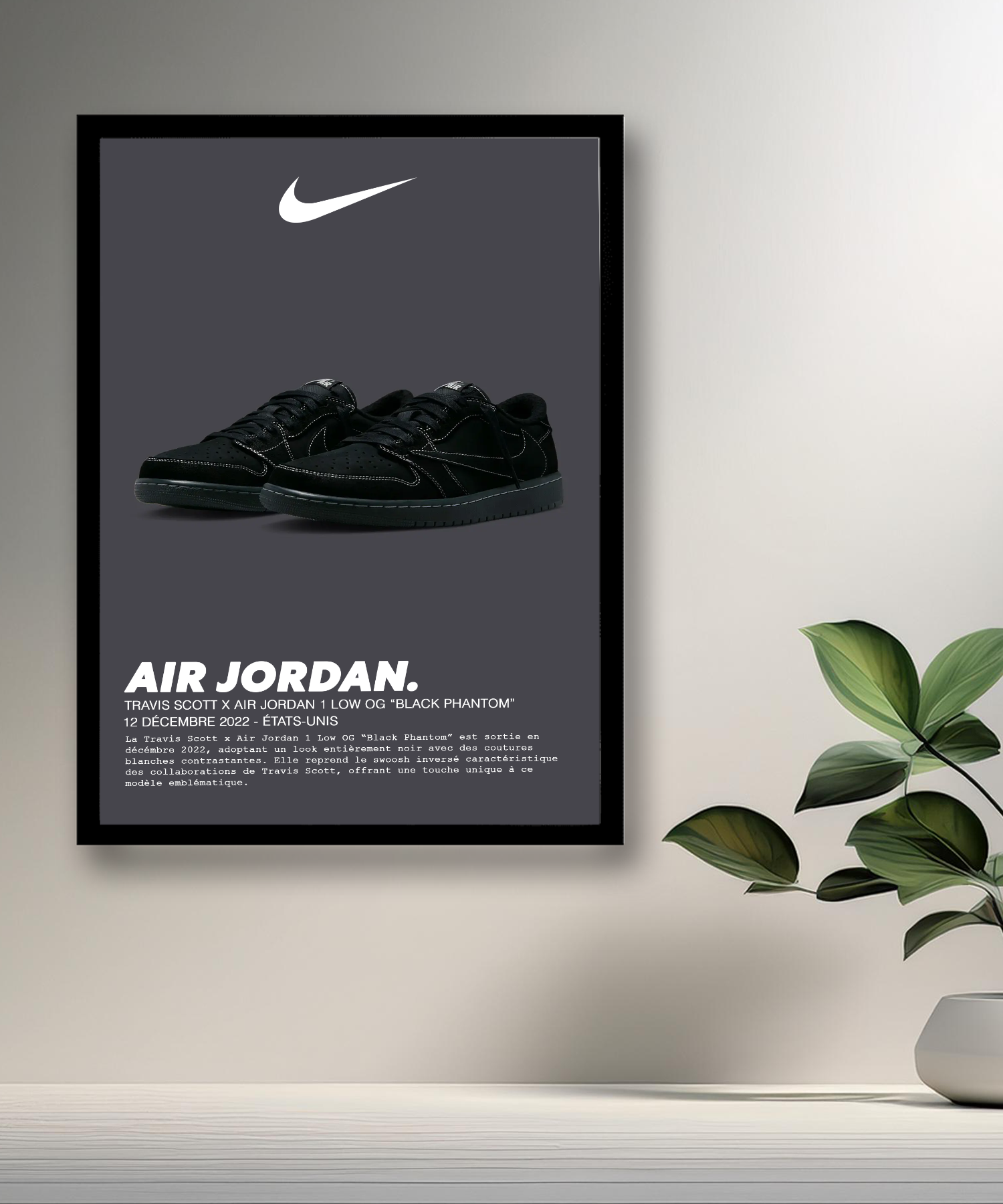 Cadre photo Nike Air Jordan 1 Low OG Black Phantom