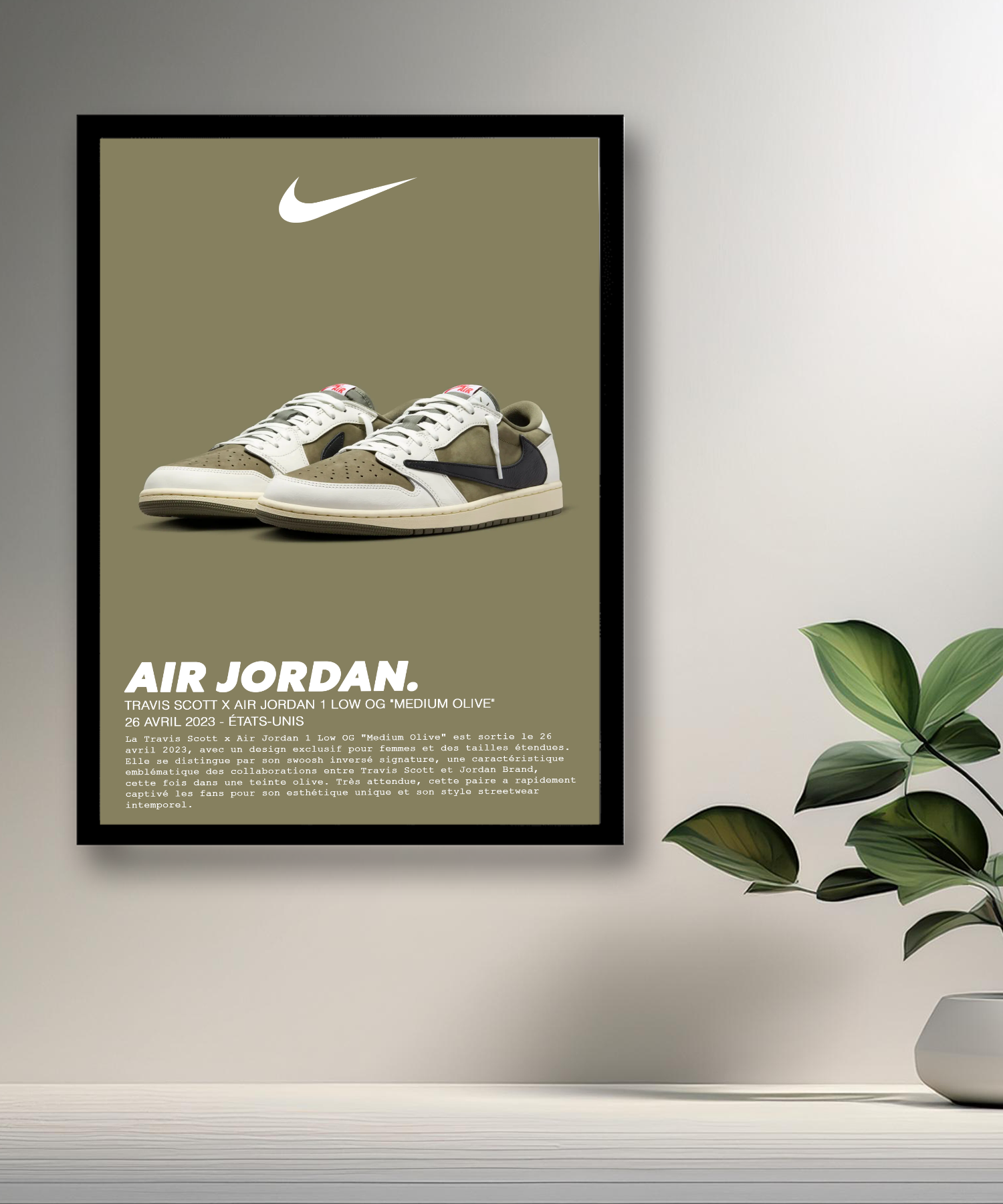 Cadre photo Nike Air Jordan 1 Low OG Medium Olive